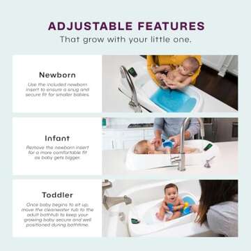 4moms Cleanwater Tub, 3-in-1 Grow-with-Me Baby Bathtub with Digital Thermometer for Newborns to Toddler