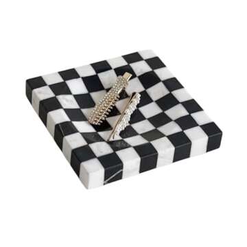 StonePlus Black and White Marble Jewelry Dish for Elegant Storage