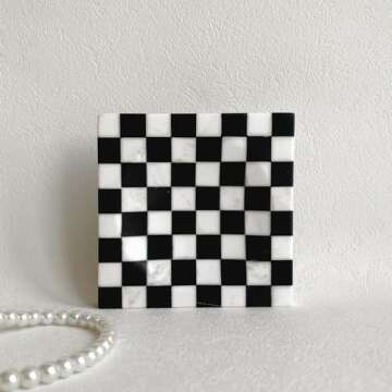 StonePlus Black and White Marble Jewelry Dish for Elegant Storage