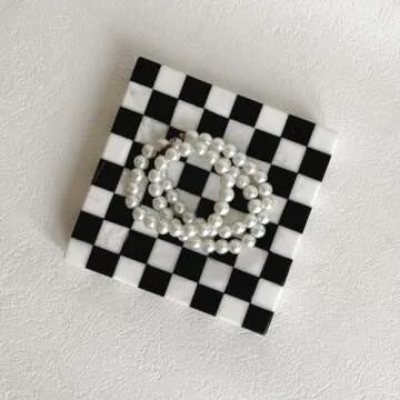 StonePlus Black and White Marble Jewelry Dish for Elegant Storage