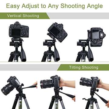 Endurax 66 Tripod for Camera and Phone Camera Tripod Stand with Quick Release Plate Compatible with iPhone Nikon Canon DSLR Heavy Duty and Sturdy Grey