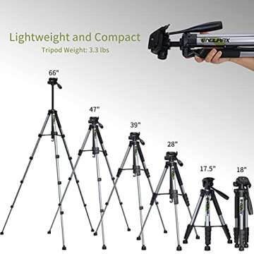 Endurax 66 Tripod for Camera and Phone Camera Tripod Stand with Quick Release Plate Compatible with iPhone Nikon Canon DSLR Heavy Duty and Sturdy Grey