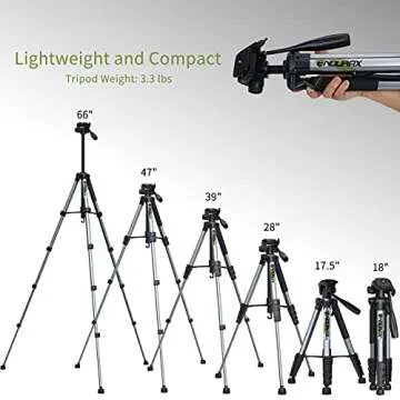 Endurax 66 Tripod for Camera and Phone Camera Tripod Stand with Quick Release Plate Compatible with iPhone Nikon Canon DSLR Heavy Duty and Sturdy Grey