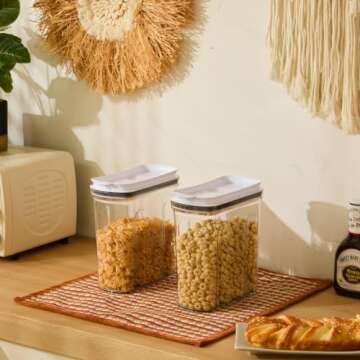 FreshKeeper Cereal Containers Storage Set, Airtight Food Storage Container with Lid 4L/135.2oz, 2PCS...