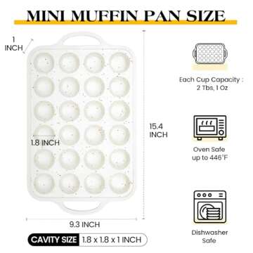 AOTASO 1 Pc Silicone Muffin Pans For Baking Mini Nonstick Cupcake Pan 24 Cups Silicone Cupcake Molds...