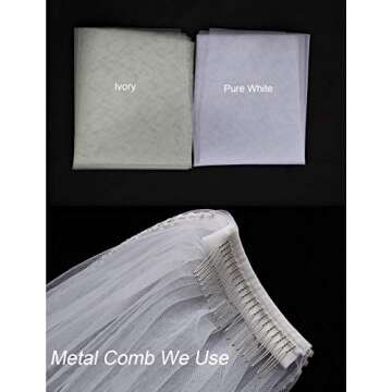 EllieHouse Women's 1 Tier Cathedral Flower Lace Ivory Wedding Bridal Veil With Metal Comb L95IV