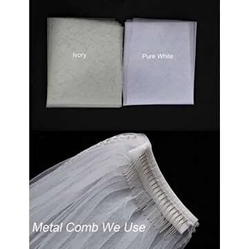 EllieHouse Women's 1 Tier Cathedral Flower Lace Ivory Wedding Bridal Veil With Metal Comb L95IV