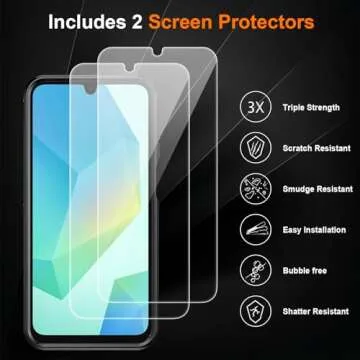 Ezanmull for Samsung Galaxy A16 5G Phone Case, [15 FT Military Grade Drop Protection] [Glass Screen Protector + Camera Lens Protector] Non-Slip Shockproof Case for Samsung Galaxy A16 5G (Black)