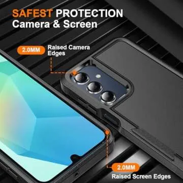 Ezanmull for Samsung Galaxy A16 5G Phone Case, [15 FT Military Grade Drop Protection] [Glass Screen Protector + Camera Lens Protector] Non-Slip Shockproof Case for Samsung Galaxy A16 5G (Black)