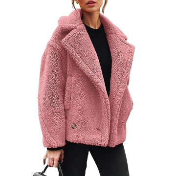 PRETTYGARDEN Women's 2024 Winter Fashion Sherpa Coats Lapel Fleece Jacket with Pockets
