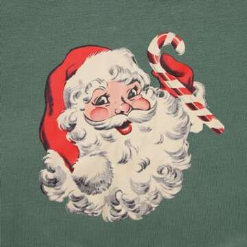 IZYJOY Women Christmas Sweatshirt Vintage Santa Claus Graphic Long Sleeve Crewneck Pullover Tops Retro Oversized Xmas Outfit(Green-078,Medium)