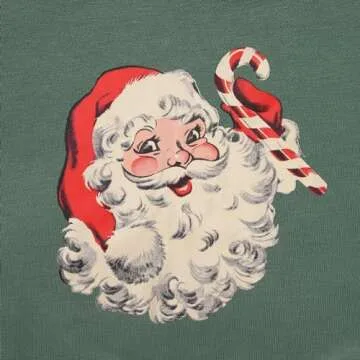 IZYJOY Women Christmas Sweatshirt Vintage Santa Claus Graphic Long Sleeve Crewneck Pullover Tops Retro Oversized Xmas Outfit(Green-078,Medium)