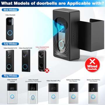 Wireless Video Doorbell Mount for Ring/Blink/Eufy, Compatible with Ring 4/3/2/1, No Drill Anti Theft...