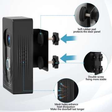 Wireless Video Doorbell Mount for Ring/Blink/Eufy, Compatible with Ring 4/3/2/1, No Drill Anti Theft Camera Mount, Camera Holder with Double Screw Fixing, Black (Not Include Doorbell)