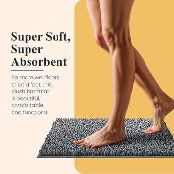 MAYSHINE Plush Shaggy Chenille Bath Mat | Extra Soft, Super Absorbent, Non-Slip Bathroom Rug | Fluff...