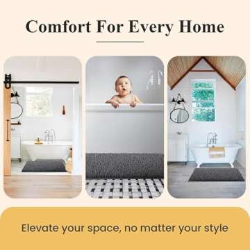 MAYSHINE Plush Shaggy Chenille Bath Mat | Extra Soft, Super Absorbent, Non-Slip Bathroom Rug | Fluffy Microfiber, Area Rug Sets for Bathroom Floor, Kitchen, Living Room | 32"x20" | Spa Blue