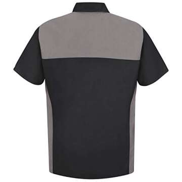 Red Kap Men's Standard Motorsports Shirt, Short Sleeve, Silver/Black, X-Large
