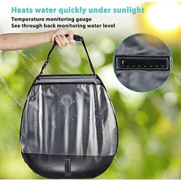 Sportneer Camping Shower Bag, Solar Heating Portable Shower Bag 20L/5 Gallon Camp Shower Removable Hose & Switchable Shower Head Hot Water 45°C for Outdoor Traveling Hiking Beach Swimming (Army Green)