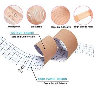 FJYQOP Boob Tape, Breast Lift Tape Athletic Body Tape for Lift & Push up with 2 Pcs Reusable Nipple Cover Breathable Chest Support Boobytape Invisible Adhesive Bra Alternative for All Cup and Clothing