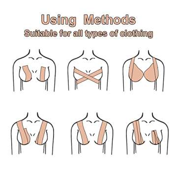 FJYQOP Boob Tape, Breast Lift Tape Athletic Body Tape for Lift & Push up with 2 Pcs Reusable Nipple Cover Breathable Chest Support Boobytape Invisible Adhesive Bra Alternative for All Cup and Clothing