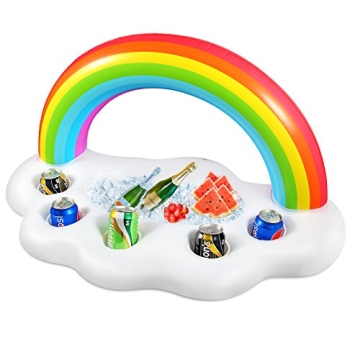 Geekper Inflatable Rainbow Cloud Drink Holder Floating, Beverage Salad Fruit Serving Bar Pool Float ...