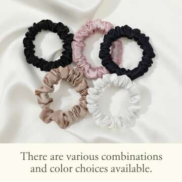 LILYSILK Pure Silk Scrunchies for Women Colorful Hair Bow Ties- Girls- Unique Bobble Elastics Hair Scrunchy- Soft Cute (10pc-Mini)