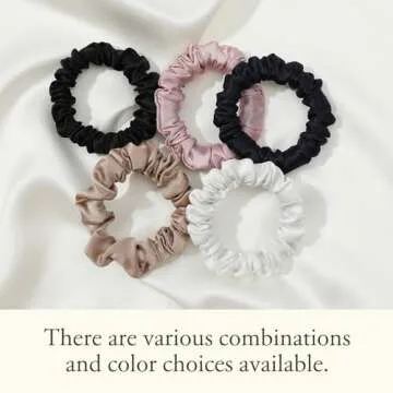 LILYSILK Pure Silk Scrunchies for Women Colorful Hair Bow Ties- Girls- Unique Bobble Elastics Hair Scrunchy- Soft Cute (10pc-Mini)