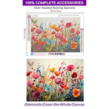 croshom Wild Flowers Diamond Art Painting for Adults-Flower DIY 5D Diamond Art Kits,Gem Art Kits for...