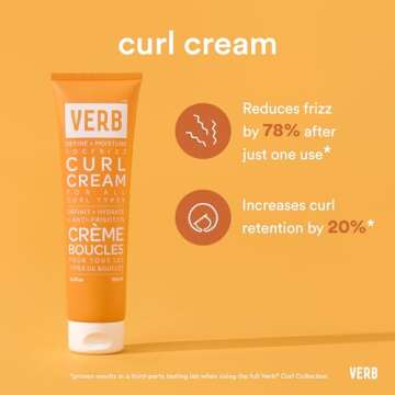 VERB Curl Cream – Vegan Curl Styling Cream – Lightweight Leave In Curl Defining Cream – Anti-Frizz Curl Cream Provides Shape, Softness and Hold – Paraben Free, Sulfate Free Curl Styler, 5.3 fl oz