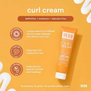VERB Curl Cream – Vegan Curl Styling Cream – Lightweight Leave In Curl Defining Cream – Anti-Frizz Curl Cream Provides Shape, Softness and Hold – Paraben Free, Sulfate Free Curl Styler, 5.3 fl oz