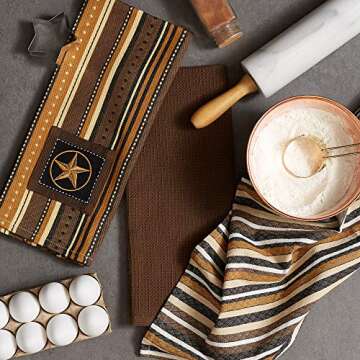 DII Woodlands Collection Dishtowel Set, 18x28, Applique Star, 3 Piece