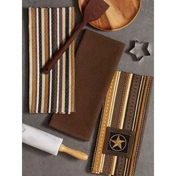DII Woodlands Collection Dishtowel Set, 18x28, Applique Star, 3 Piece