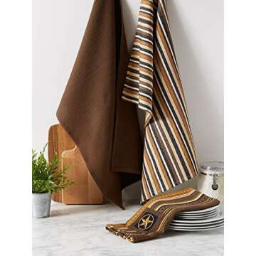 DII Woodlands Collection Dishtowel Set, 18x28, Applique Star, 3 Piece