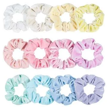 Macaron Theme Velvet Hair Scrunchies - 12 Colors