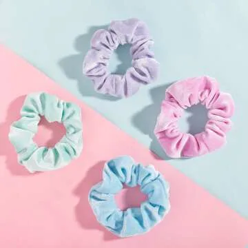 Macaron Theme Velvet Hair Scrunchies - 12 Colors