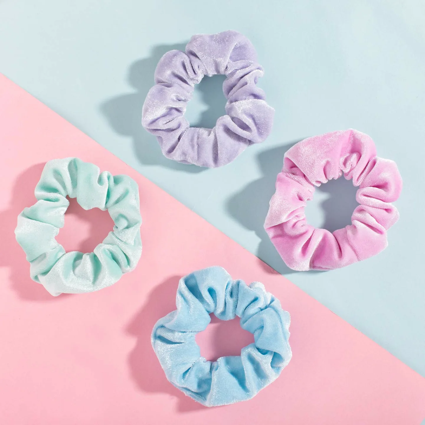 Macaron Theme Velvet Hair Scrunchies - 12 Colors