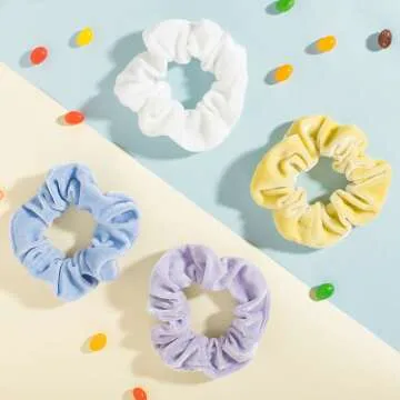 Macaron Theme Velvet Hair Scrunchies - 12 Colors