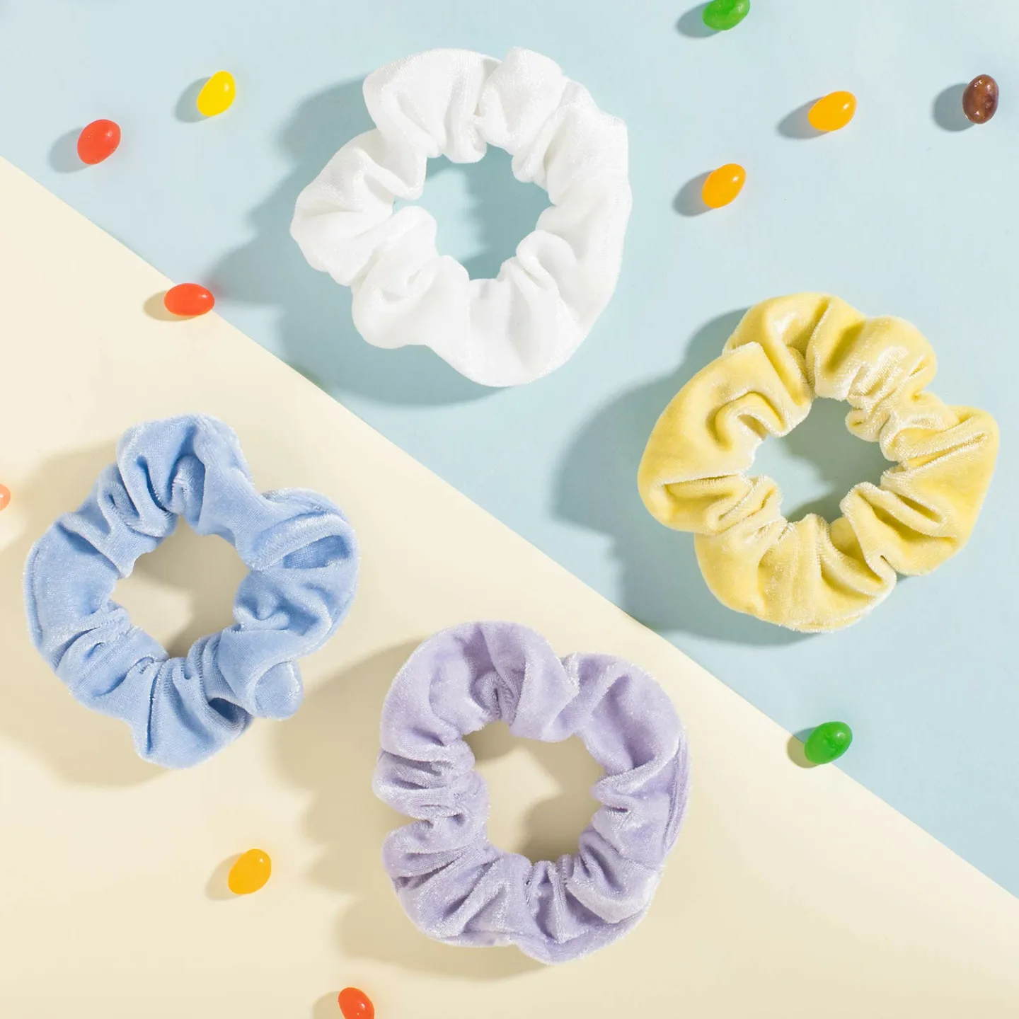 Macaron Theme Velvet Hair Scrunchies - 12 Colors