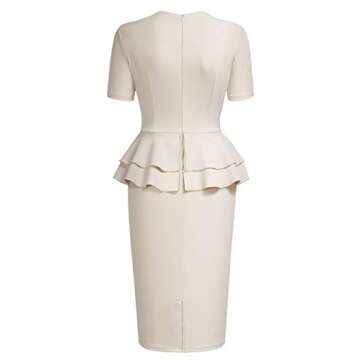 AISIZE Women's 1940s Vintage Button Sweetheart Peplum Bodycon Cocktail Dress Small Beige