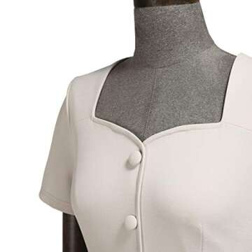 AISIZE Women's 1940s Vintage Button Sweetheart Peplum Bodycon Cocktail Dress Small Beige