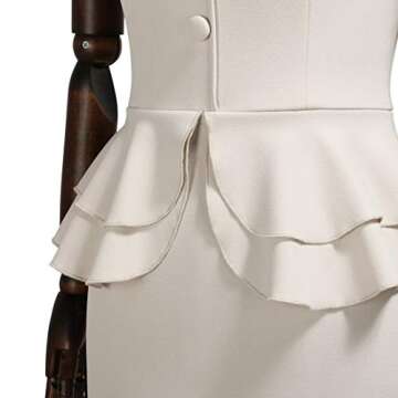 AISIZE Women's 1940s Vintage Button Sweetheart Peplum Bodycon Cocktail Dress Small Beige