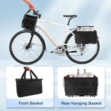Bike Basket Front,Foldable Bike Basket,Bike Baskets for Adult Bikes Quick Folding No-Detachment Design,Multi-Scenario Use,Suitable for Most Bikes,Easy to Assemble and Carry
