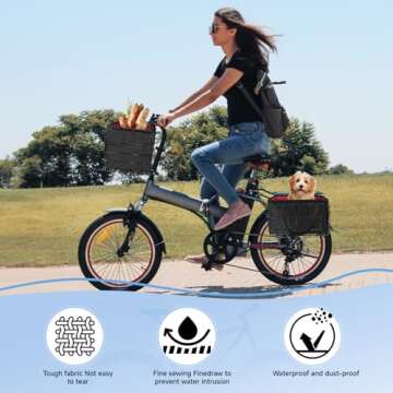 Bike Basket Front,Foldable Bike Basket,Bike Baskets for Adult Bikes Quick Folding No-Detachment Design,Multi-Scenario Use,Suitable for Most Bikes,Easy to Assemble and Carry