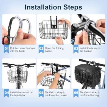 Bike Basket Front,Foldable Bike Basket,Bike Baskets for Adult Bikes Quick Folding No-Detachment Design,Multi-Scenario Use,Suitable for Most Bikes,Easy to Assemble and Carry