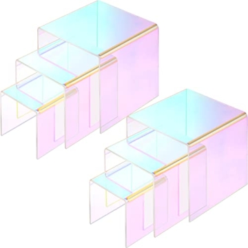 Stunning 6 Pack Rainbow Clear Acrylic Display Risers for Any Event