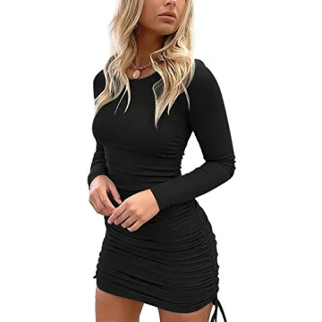 MiiVoo Women's Sexy Club Ruched Long Sleeve Dress - Stylish Comfort