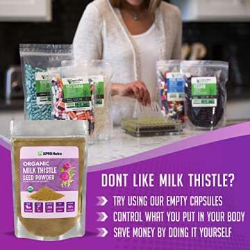 XPRS Nutra Organic Milk Thistle Seed Powder - Premium Milk Thistle Powder Rich in Silymarin and Antioxidants - Milk Thistle Seeds Support Liver Health - Vegan Friendly Milk Thistle Organic (8 Ounce)