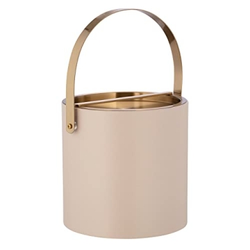 Kraftware 3qt Brushed Gold Arch Handle & Bridge Cover Ice Bucket - Taupe Santa Barbara