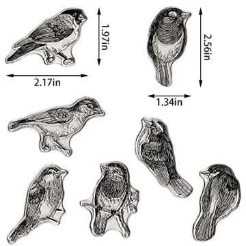 7 PCS Birds Clear Stamps for Card Making and Journaling, Tree Branches Silicone Stamps Birds Rubber ...