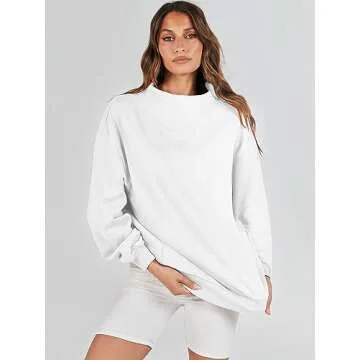 ANRABESS Womens Oversized Sweatshirts Turtleneck Pullover Long Sleeve Hoodies Tops 2024 Fall Fashion Preppy Outfits White-S